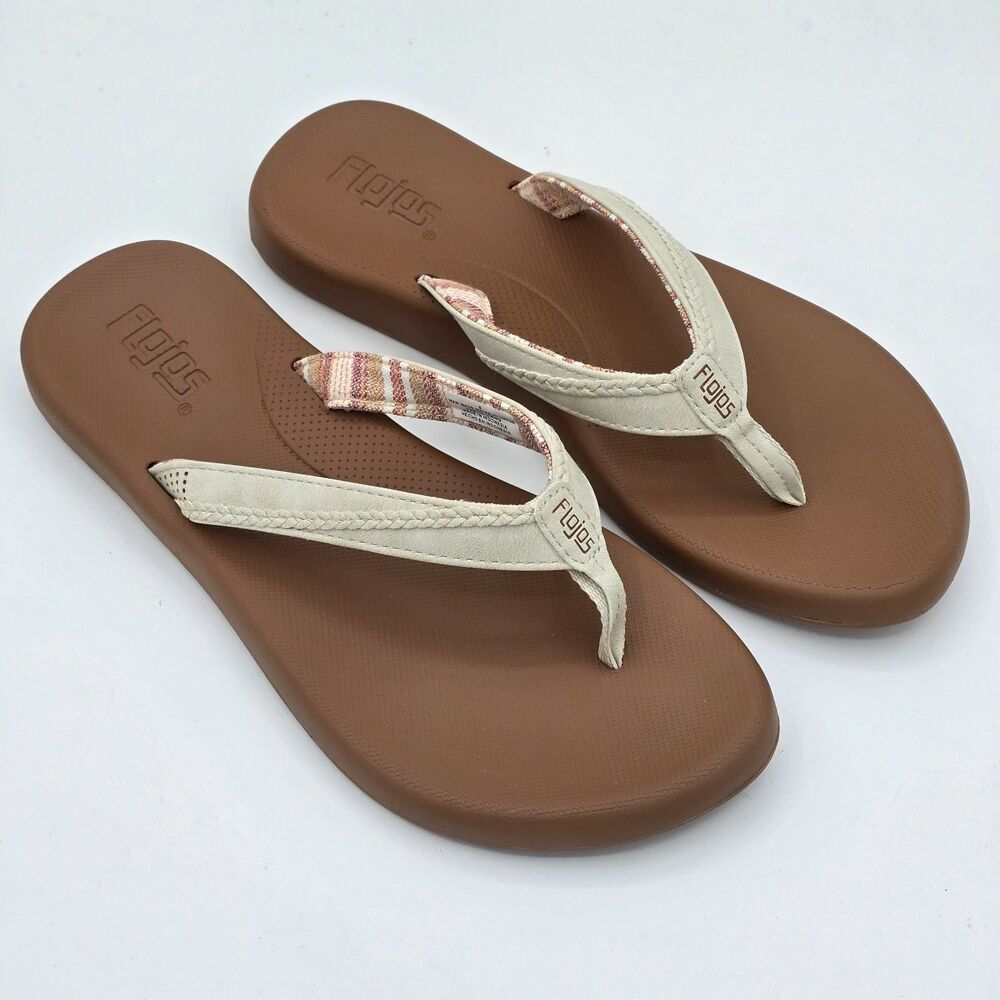 Flojos Flip Flops Women’s Memory Foam Arch Support Sandals Black White Pick Size